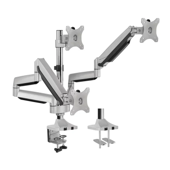 Skill Tech SH100 C036 Fit Screen Size of 17″ to 30″ With Weight Upto 7Kg Triple Monitor Pole-Mounted Thin Gas Spring Monitor Arm With USB Ports