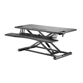 Skill Tech SHS28 02N Sit-Stand Gas Spring Monitor Mount with Keyboard Tray – Heavy-Duty Ergonomic Workstation