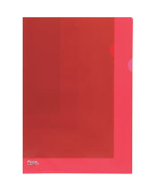 Durable Transparent L-Shaped File Folder Red - Set of 3 (50 Pcs in 1 Pack) 
