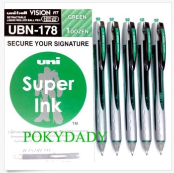 Uniball Ub157 Fine Roller Pen .7mm Green - Set of 10