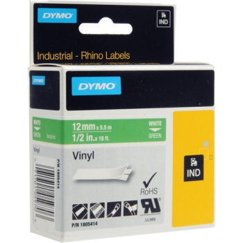 Dymo Rhino 1/2" Green Vinyl Labels (White Print)