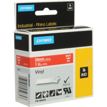 Dymo Rhino 1.0" Red Vinyl Labels (White Print)