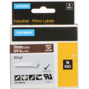 Dymo Rhino 3/4" Brown Vinyl Labels (White Print)