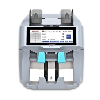 DMInteract DM-1100 2 Pocket 38 Multi Currency Sorter Money Counting Machine, 7.84" TFT Full Touch Screen Display With Built-in Receipt Printer & Free External Display