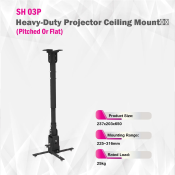 Skill Tech SH 03P Heavy‑Duty 25kg Capacity ±15° Tilt Projector Ceiling Mount