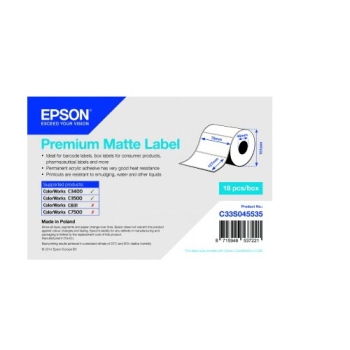 Epson Premium Matte Label - Die-cut Roll: 76mm x 127mm, 265 labels