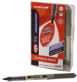 Uniball Ub157 Fine Roller Pen .7mm Black - Set of 10