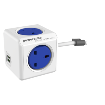 Allocacoc 7400BL/UKEUPC PowerCube Extended USB, UK Socket, Blue