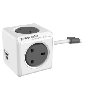 Allocacoc 7400GY/UKEUPC PowerCube Extended USB, UK Socket, Grey