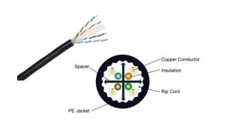 Avalon Cat6A U-UTP 23 AWG Outdoor Cable Roll 4 Pairs