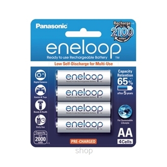 Panasonic BK-3MCCE/4BT Eneloop  AA Rechargeable Batteries X4 (White)