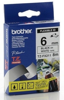 Brother TZ-FX211 Black on White Flexi ID Tape
