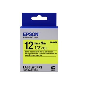 Epson Label Cartridge Fluorescent LK-4YBF Black/Yellow 12mm (9m)