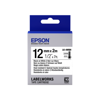 Epson Label Cartridge Heat Resistant LK-4WBH Black/White 12mm (2m)