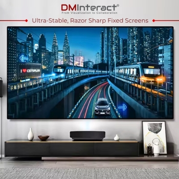 DMInteract 130inch 16:9 4K CLR PET Crystal Projector Screen for Ultra Short Throw/Laser Projectors - High End Model