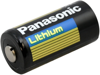 Panasonic CR123A 1550mAh 3V Lithium Button Top Photo Battery 