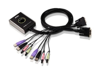 Aten 2-Port USB DVI/Audio Cable KVM Switch with Remote Port Selector  