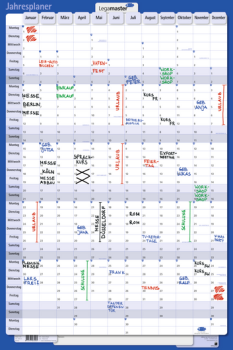 Legamaster Traditional Vertical Laminated Cardboard Year Planner- Germany and Austria