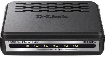 D-Link DES-1005A 5-Port 10/100BASE-T Unmanaged 10/100 Mbps Ethernet LAN Network Switch.