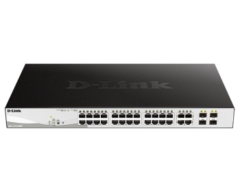 D-Link 24-Port Gigabit Smart Managed PoE Switch with 4 Gigabit RJ45/SFP COMBO ports, 370W PoE Budget