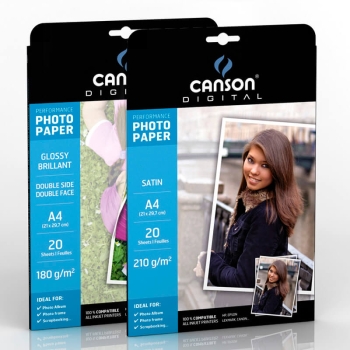CANSON DOUBLE SIDED GLOSSY PHOTO PAPER PERFORMANCE RANGE (20 SHHETS)