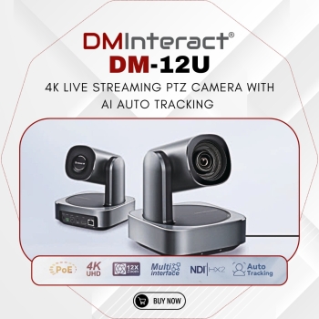 DMInteract DM-12U AI Auto Tracking with 12x Zoom 4K Live Streaming PTZ Conference Camera