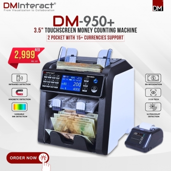DMInteract DM-950+ Dual Pocket Currency Sorter for 15 Currency With 3.5 Inch Touchscreen Counting Machine