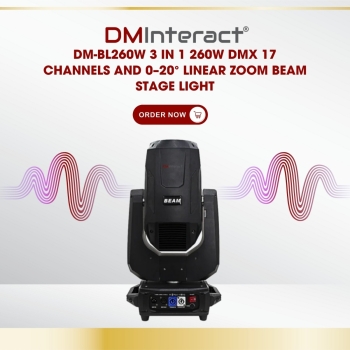 DMInteract DM-BL260W 3 in 1 260W DMX 17 Channels and 0–20° Linear Zoom Beam Stage Light