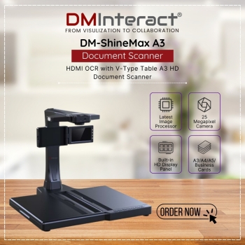 DMInteract DM-ShineMax 25MP HDMI OCR with V-Type Table A3 HD Document Scanner