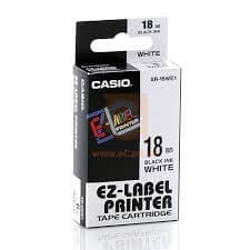 Casio XR18WE1 Label Printer Tape 18mm Black On White Label