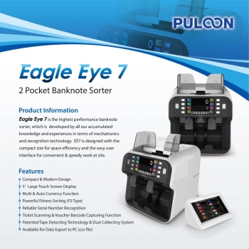 PULOON Eagle Eye 7 Multi-Currency with 5" Touch Screen 1000 BPM Banknote Counting Machine