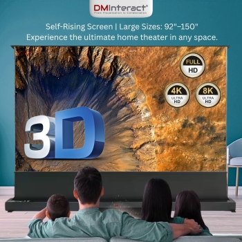 DMInteract 100inch 16:9 4K Motorized Floor Rising Projector Screen For Long Throw Projectors - Black Crystal