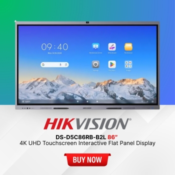 Hikvision DS-D5C86RB-B2L 86″ 4K UHD Touchscreen Interactive Flat Panel Display