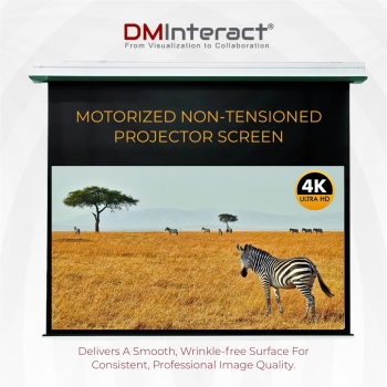 DMInteract 130inch 16:9 4K Electric Non-Tensioned In-Ceiling Projector Screen For Long Throw Projectors - Glass Matte White 