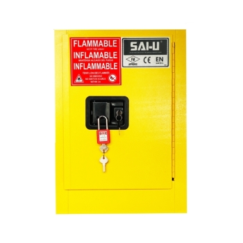 SAI-U SC0004Y(A)  4-Gallon 24-Aerosal Cans Single Door Flammable Safety Cabinet (Selfclosing Door)