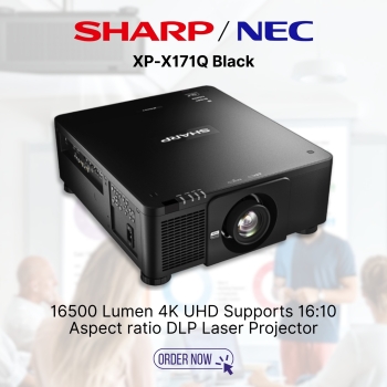 Sharp XP-X171Q Black 16500 Lumen 4K UHD Supports 16:10 Aspect ratio DLP Laser Projector