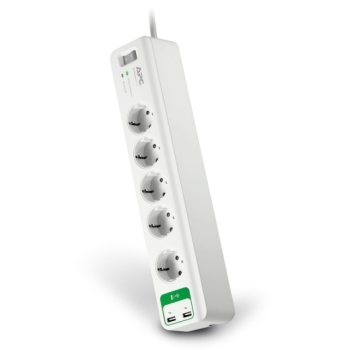 APC PM5U-GR Essential Surge Arrest 5 Outlets With 5V, 2.4A 2 Port USB Charger 230V