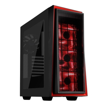 SilverStone Redline Series RL06BR-PRO Computer Case -Black with Red Trim, LED Fans and Acrylic Window