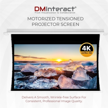 DMInteract 140inch 16:9 4K Electric Tensioned In-Ceiling Projector Screen For Long Throw Projectors - Matte White 