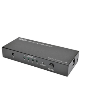 Tripp Lite 4-Port HDMI Switch for Video and Audio, 4Kx2K UHD at 24/30 Hz with Remote Control.