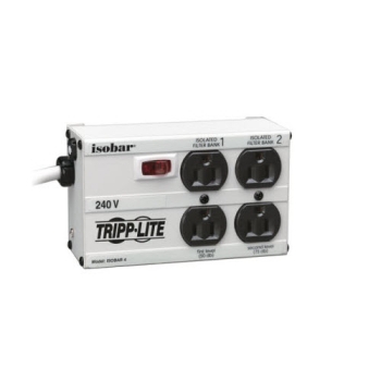 Tripp Lite 230V Surge Protector, 4-Outlet, 6 ft. Right-Angle Plug, 330 Joules, Metal Housing