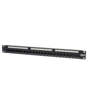 Tripp Lite 24-Port 1U Rack-Mount Cat5e Feedthrough Patch Panel, RJ45, TAA