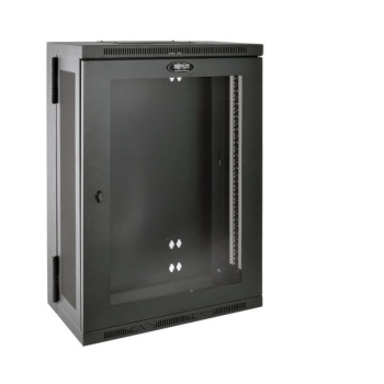 Tripp Lite SmartRack 18U Low-Profile Patch-Depth Wall-Mount Rack Enclosure Cabinet, Hinged Back