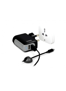 Port Design Wall Charger 2 USB + 1 Meter Cable Type C