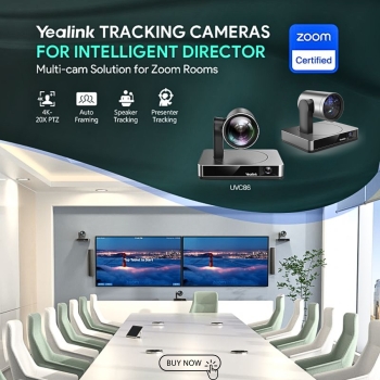 Yealink UVC86 Black Dual-Eye 4K 12x Optical Zoom with Auto Framing Intelligent AI Tracking PTZ Camera