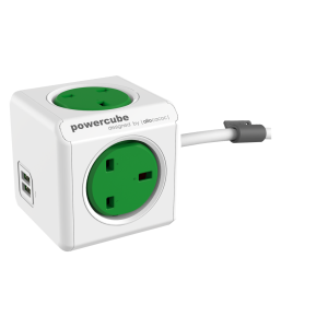 Allocacoc 7400GN/UKEUPC PowerCube Extended USB, UK Socket, Green