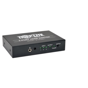 Tripp Lite 3-Port HDMI Switch for Video and Audio, 1920x1200 at 60Hz with Remote Control.
